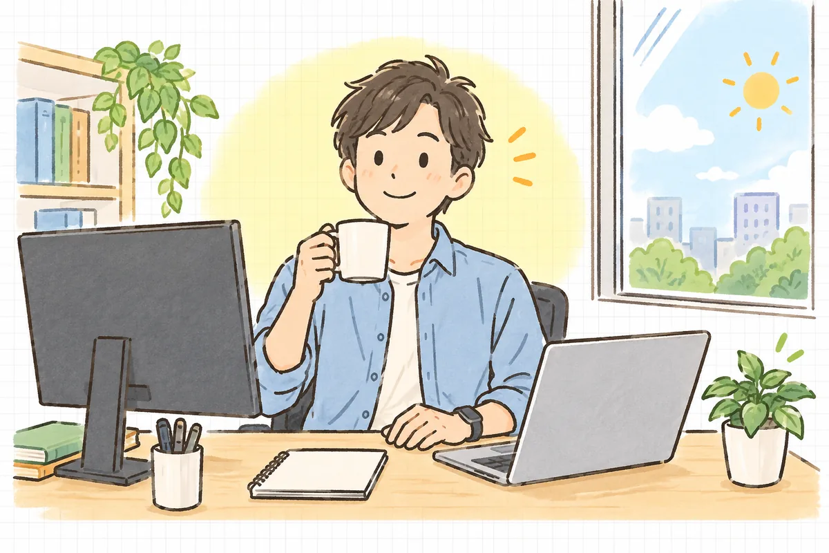対策を入れ終えて、静かになったログ画面を見ながら穏やかにコーヒーを飲んでいる保守運用担当者