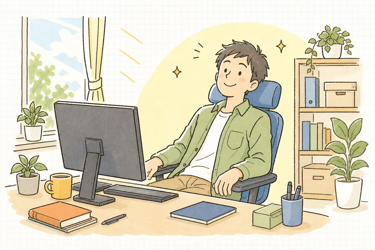 通知が静かになったチャット画面を見ながら、必要なアラートだけが届く状態になって安心している保守運用の担当者